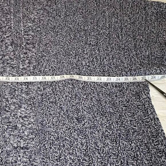 LOFT Marled Pointelle Open Cardigan Women’s L Navy White - Picture 11 of 12
